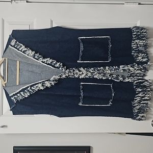 ~SOLD~💙Very Unique Denim Fringy Oversized Jacket/Vest